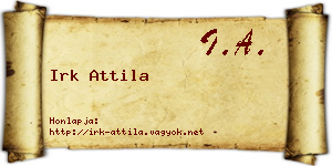 Irk Attila névjegykártya